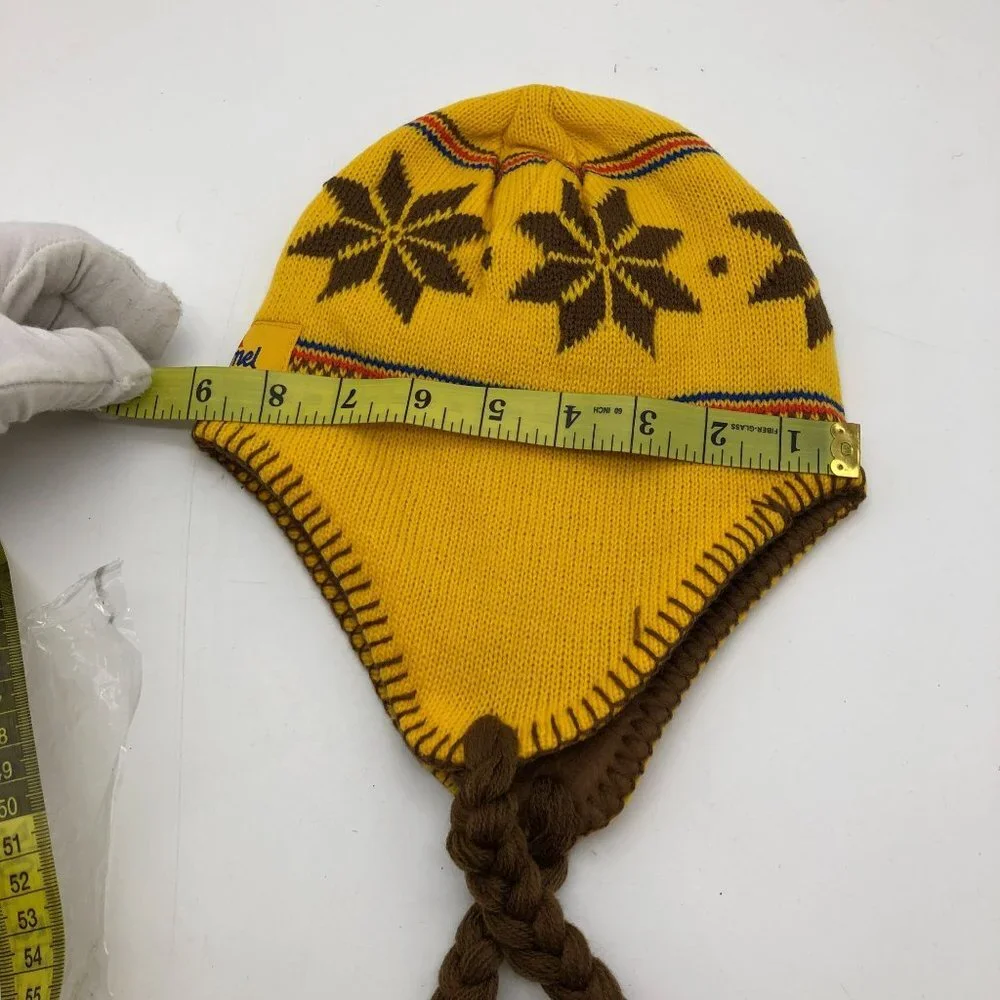 Cecemel Chocomel Kids L (10-12) Yellow Ear‎ Flap Fair Isle Winter Hats 2 Pc Lot